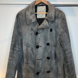 Mens Denim & Supply Gray Peacoat , Rare Vintage Sz L,  Cotton Shell , Poly Int.